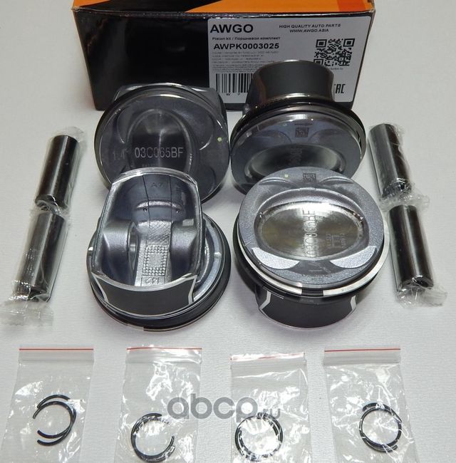 4 шт. порш., кольца, пальцы 0,25 (комплект) AWPK0003025 (Awgo) Awgo. Артикул AWPK0003025