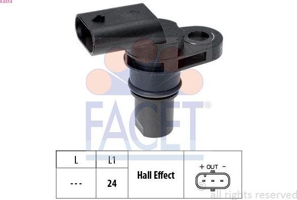 Датчик положения коленвала Facet Made in Italy - OE Equivalent. Артикул 9.0514