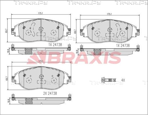 Тормозные колодки Braxis. Артикул AB0615