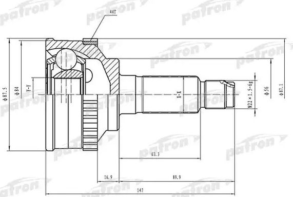 Шрус внутренний (граната) Patron передний для Mazda 626 IV (GE) 1992-1997. Артикул PCV1464