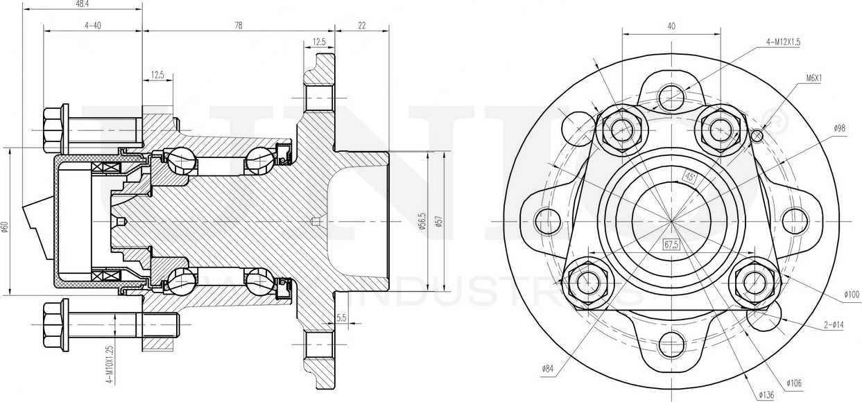 Ступица колеса с интегрированным подшипником (Unio). Артикул HUB-20080