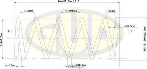 Пружина подвески G.U.D. передняя для Ford Focus I 1998-2004. Артикул GCS027571