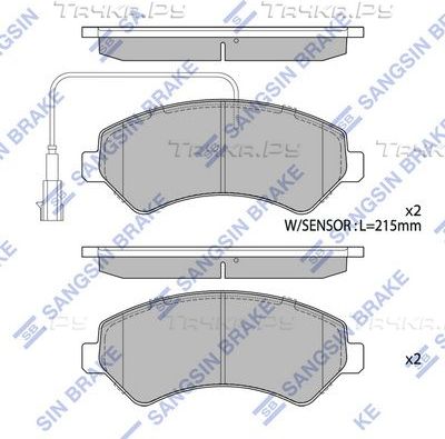 Тормозные колодки Sangsin Hi-Q передние для Fiat Ducato III 2006-2026. Артикул SP1716