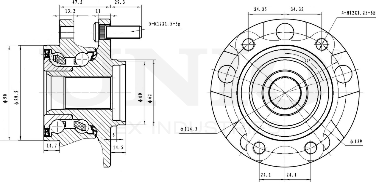 Ступица колеса с интегрированным подшипником (Unio). Артикул HUB-20155