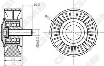 Направляющий (ведущий) ролик ремня ГРМ GMB. Артикул GTC0690