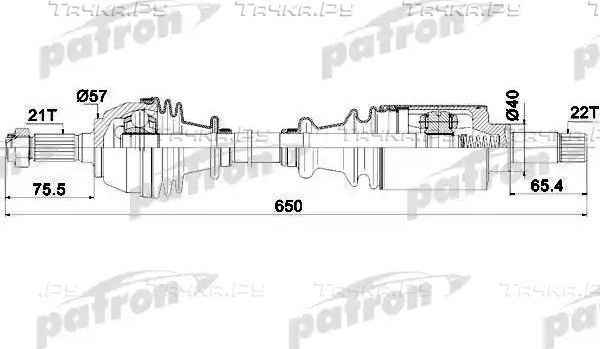 Полуось (привод в сборе, приводной вал) Patron. Артикул PDS0040