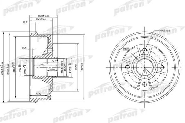 Тормозной барабан Patron. Артикул PDR1146