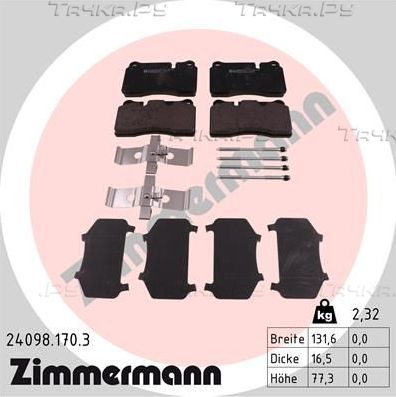 Тормозные колодки Zimmermann передние для SEAT Leon III 2012-2026. Артикул 24098.170.3