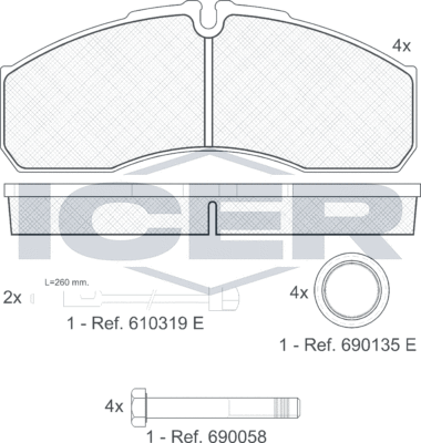 Тормозные колодки Icer передние для Renault Mascott 1999-2013. Артикул 141499