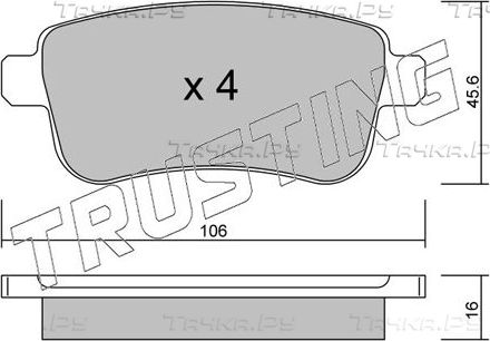 Тормозные колодки Trusting задние для Renault Grand Scenic III 2009-2015. Артикул 834.0