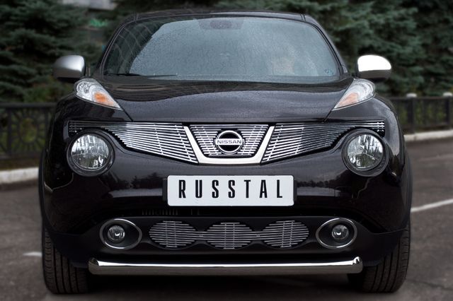 Защита RusStal переднего бампера d76 (дуга) для Nissan Juke полный привод 2010-2014. Артикул NJ4Z-000881