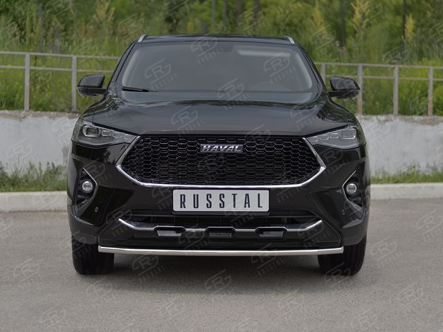 Защита RusStal переднего бампера d42 секции для Haval F7x 1.5 4WD 2019-2022. Артикул HF7XZ-003833
