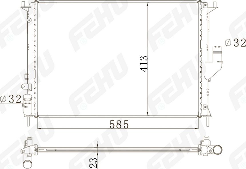 Радиатор охлаждения (сборный) для Lada Largus (12-)/Renault Logan (08-) A/C (Fehu). Артикул frc1288m