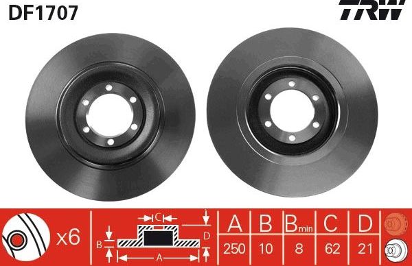 Тормозной диск TRW. Артикул DF1707