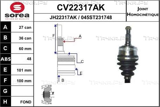 Шрус внутренний (граната) EAI. Артикул CV22317AK