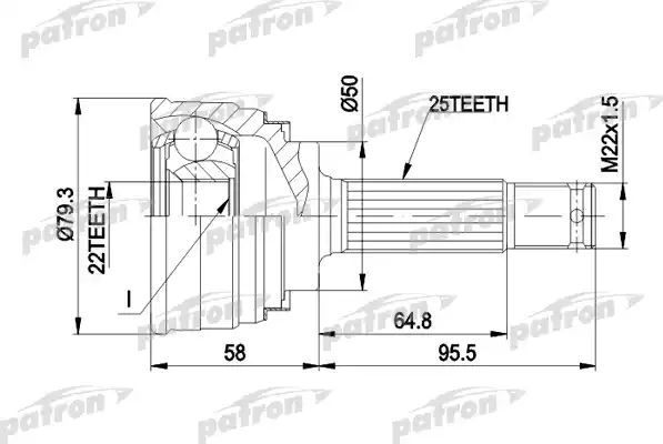 Шрус наружный (граната) Patron. Артикул PCV1047
