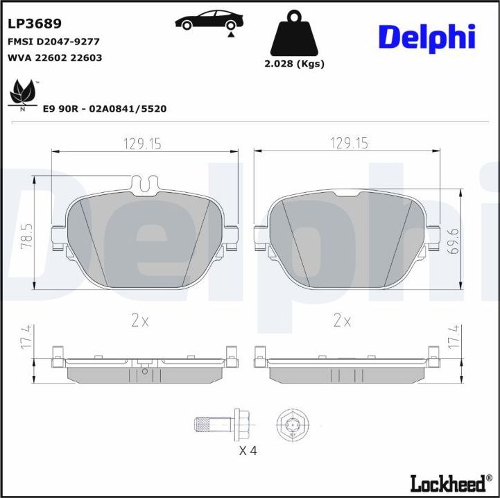 Тормозные колодки Delphi. Артикул LP3689