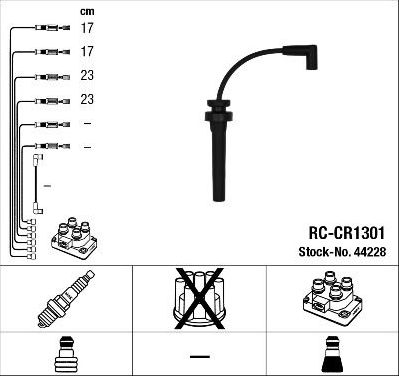 Высоковольтные провода (провода зажигания) (комплект) NGK для Chrysler Voyager III 1997-2001. Артикул 44228