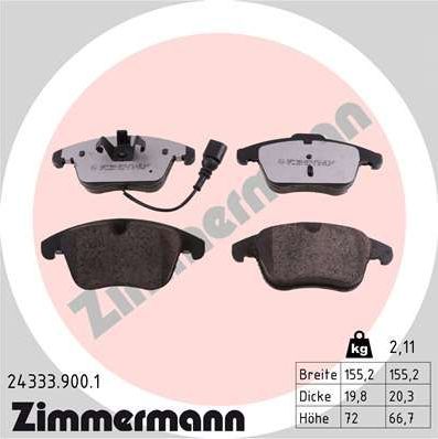 Тормозные колодки Zimmermann rd:z. Артикул 24333.900.1