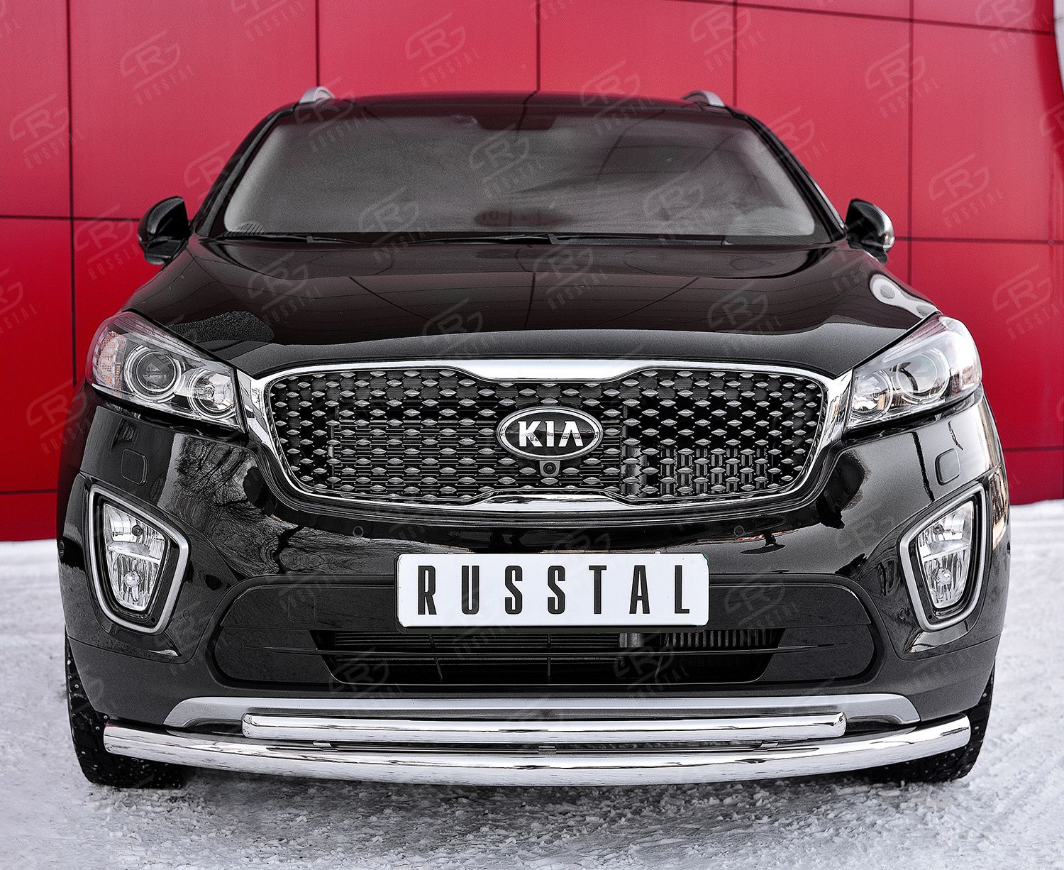 Защита RusStal переднего d63 дуга-Ф42 дуга для Kia Sorento III Prime 2014-2017. Артикул KSPZ-002207