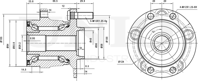 Ступица колеса с интегрированным подшипником (Unio). Артикул HUB-20078