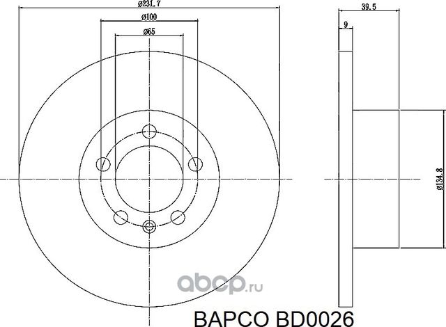 Тормозные диски зад. (Bapco) Bapco. Артикул BD0026