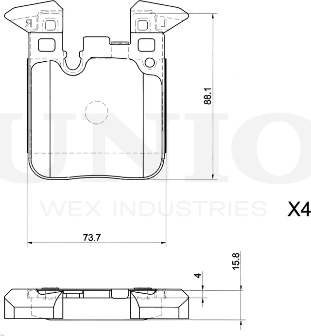 Колодки тормозные дисковые, комплект (Unio). Артикул BRP-20172