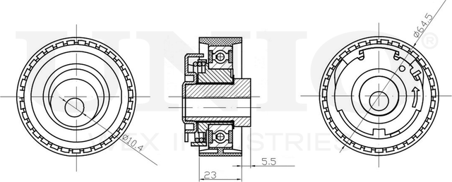 Ролик зубчатого ремня ГРМ натяжной (Unio). Артикул TNS-10139