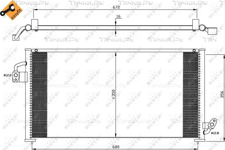 Радиатор кондиционера (конденсатор) NRF (алюминий). Артикул 35523