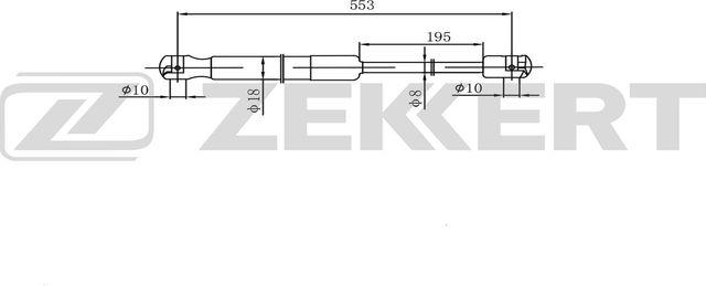 Амортизатор (упор) капота Zekkert правый/левый для Mazda 3 II (BL) 2008-2014. Артикул GF-2595
