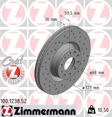 Тормозной диск Zimmermann SPORT Z. Артикул 100.1238.52