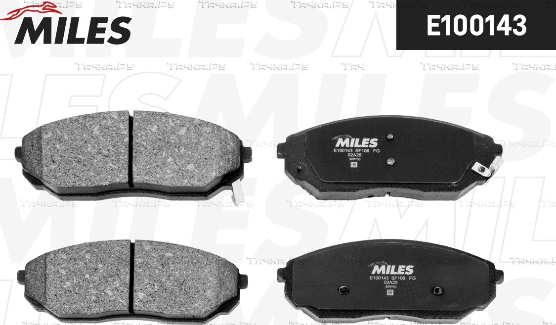 Тормозные колодки Miles (Semi-Metallic) передние для Kia Sorento I 2002-2011. Артикул E100143