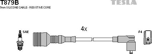 Высоковольтные провода (провода зажигания) (комплект) Tesla. Артикул T879B