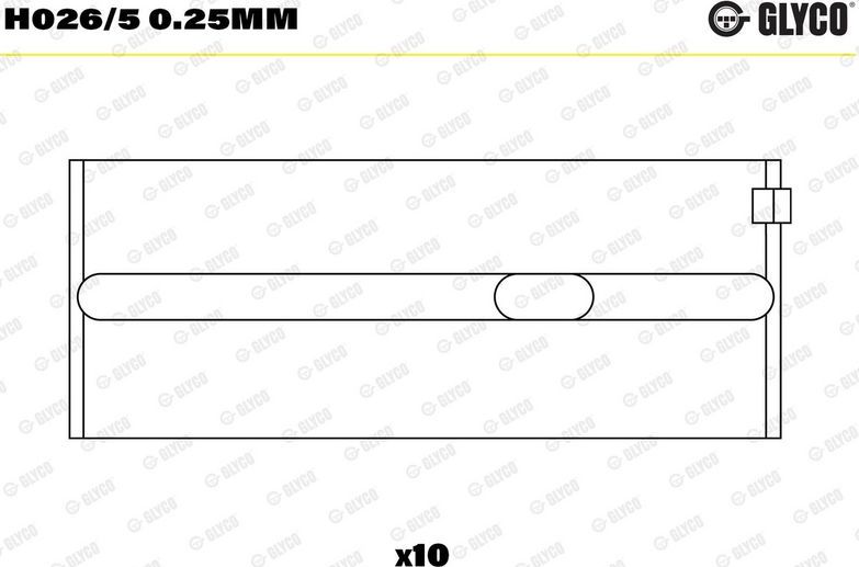 Вкладыши коренные Glyco для SEAT Ibiza II 1993-1999. Артикул H026/5 0.25mm