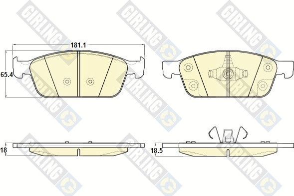 Тормозные колодки Girling передние для Ford Tourneo Connect II 2013-2026. Артикул 6120092