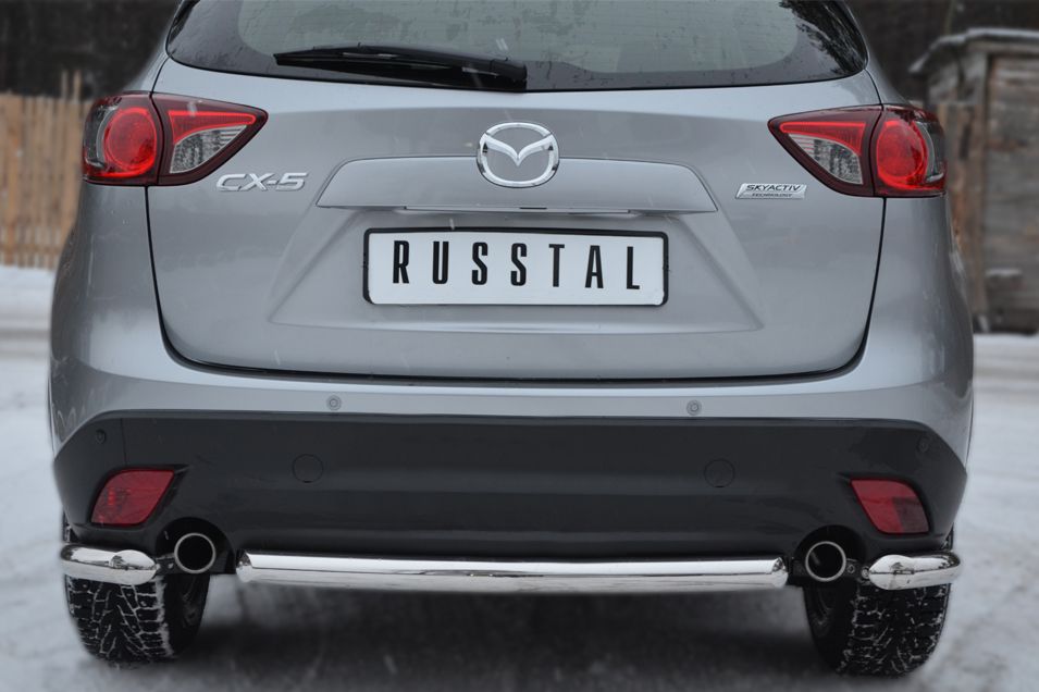 Защита RusStal заднего бампера уголки d63 для Mazda CX-5 2011-2017. Артикул M5Z-001142