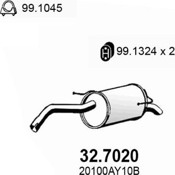 Глушитель (задняя часть) Asso. Артикул 32.7020