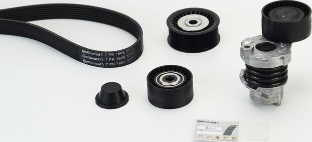 Приводной ремень поликлиновой с роликами (комплект) ContiTech. Артикул 7PK1605K1