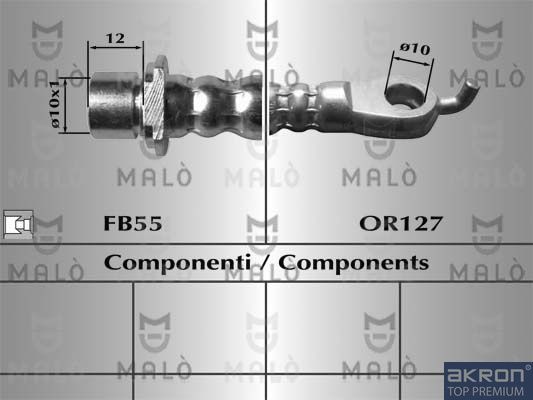 Тормозной шланг Malò передний правый для Toyota Echo 1999-2005. Артикул 8957