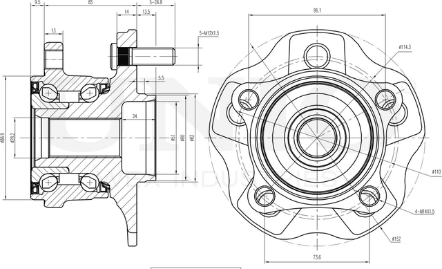 Ступица колеса с интегрированным подшипником (Unio). Артикул HUB-20254