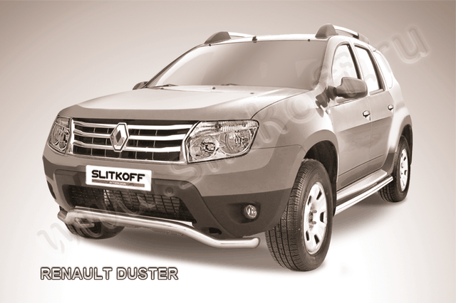 Защита Slitkoff переднего бампера d57 волна для Renault Duster I 2010-2015. Артикул RD001