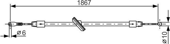 Трос ручника (тросик ручного тормоза) Bosch передний для Volkswagen Crafter I 2006-2011. Артикул 1 987 482 028