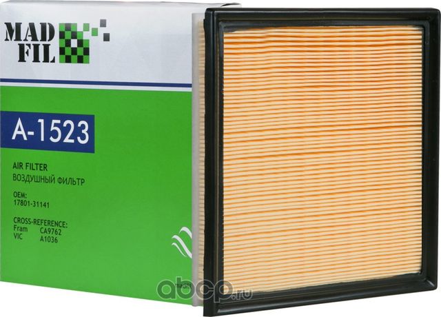 Фильтр возд. A-1523 TOYOTA Highlander, Kluger U4# 07, Lexus RX 09-15, RX270,350 (Madfil). Артикул A1523