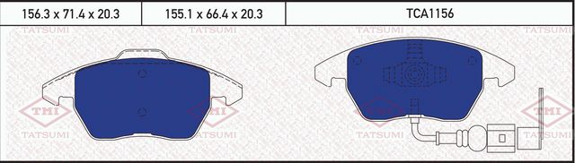 Колодки тормозные передние VW Golf/Passat/Touran 2003- SKODA Yeti/Octavia 2003- (Tatsumi). Артикул TCA1156