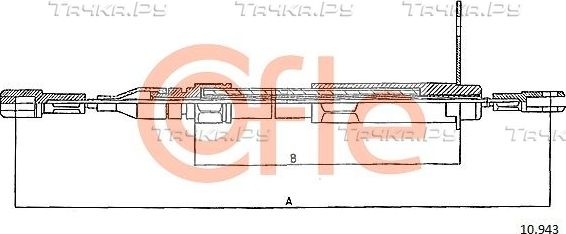 Трос ручника (тросик ручного тормоза) Cofle. Артикул 92.10.943