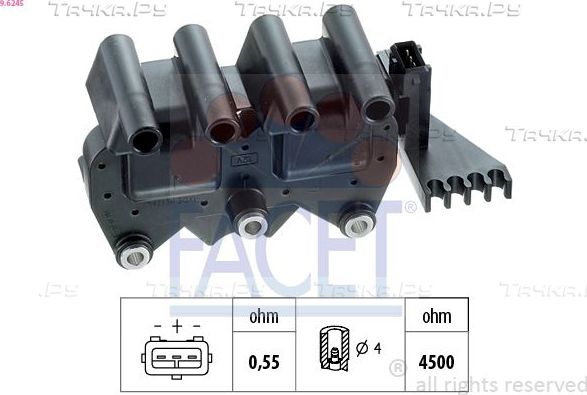 Катушка зажигания Facet OE Equivalent для Fiat Bravo I 1995-2001. Артикул 9.6245