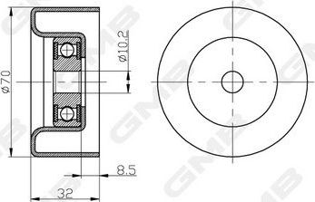 Направляющий (ведущий) ролик ремня ГРМ GMB. Артикул GTC0410