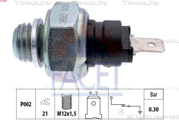 Датчик давления масла Facet Made in Italy - OE Equivalent для Fiat Uno I 1983-1992. Артикул 7.0001