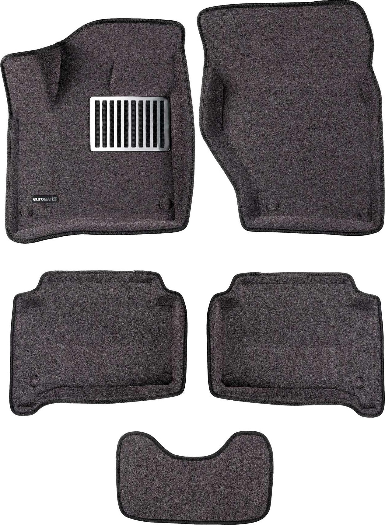 Коврики текстильные Euromat 3D Lux для салона Audi Q7 I 2005-2014 Темно-серые. Артикул EM3D-001105G