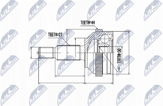 Шрус внутренний (граната) NTY передний для Ford Mondeo II 1996-2000. Артикул NPZ-FR-009
